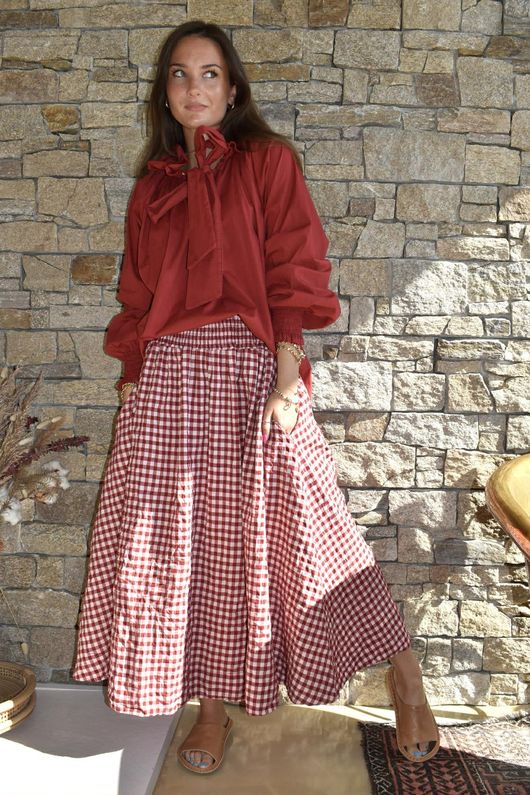 Nonni Gingham Ripley Skirt Sangria